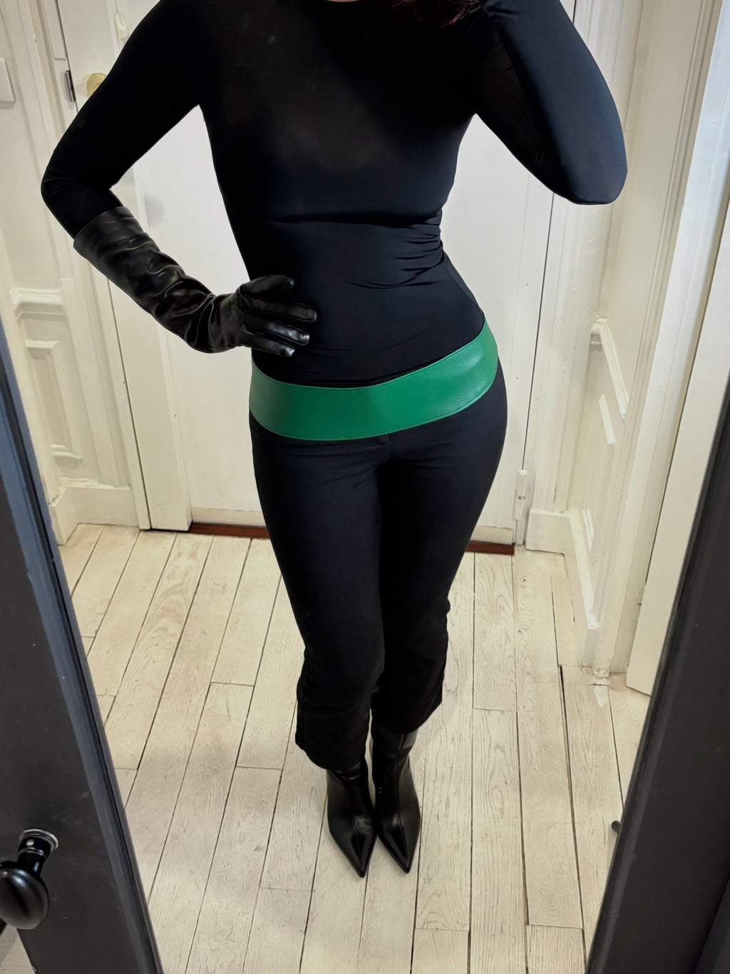 Ceinture incurvée simili cuir verte