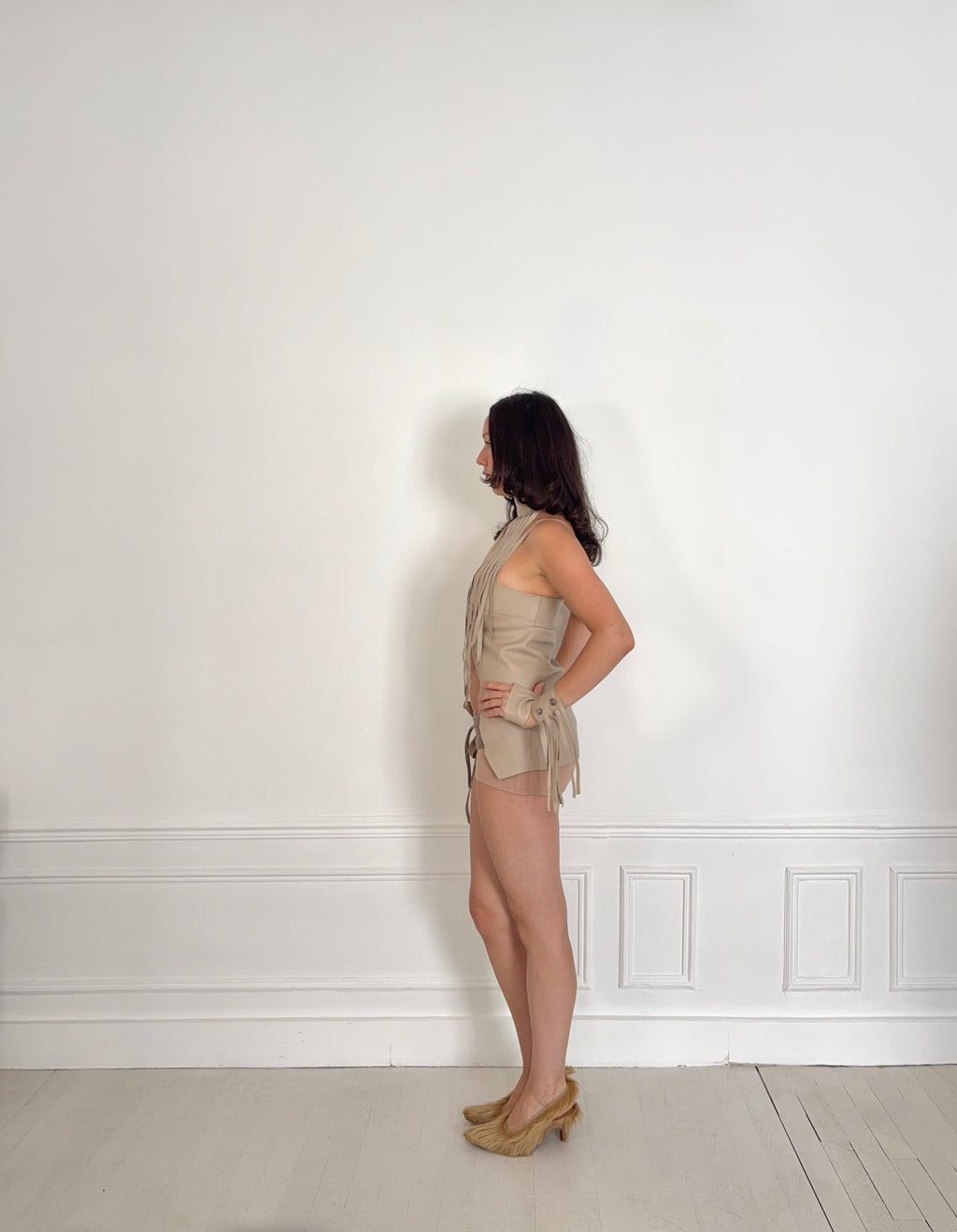 Top Cuir Beige