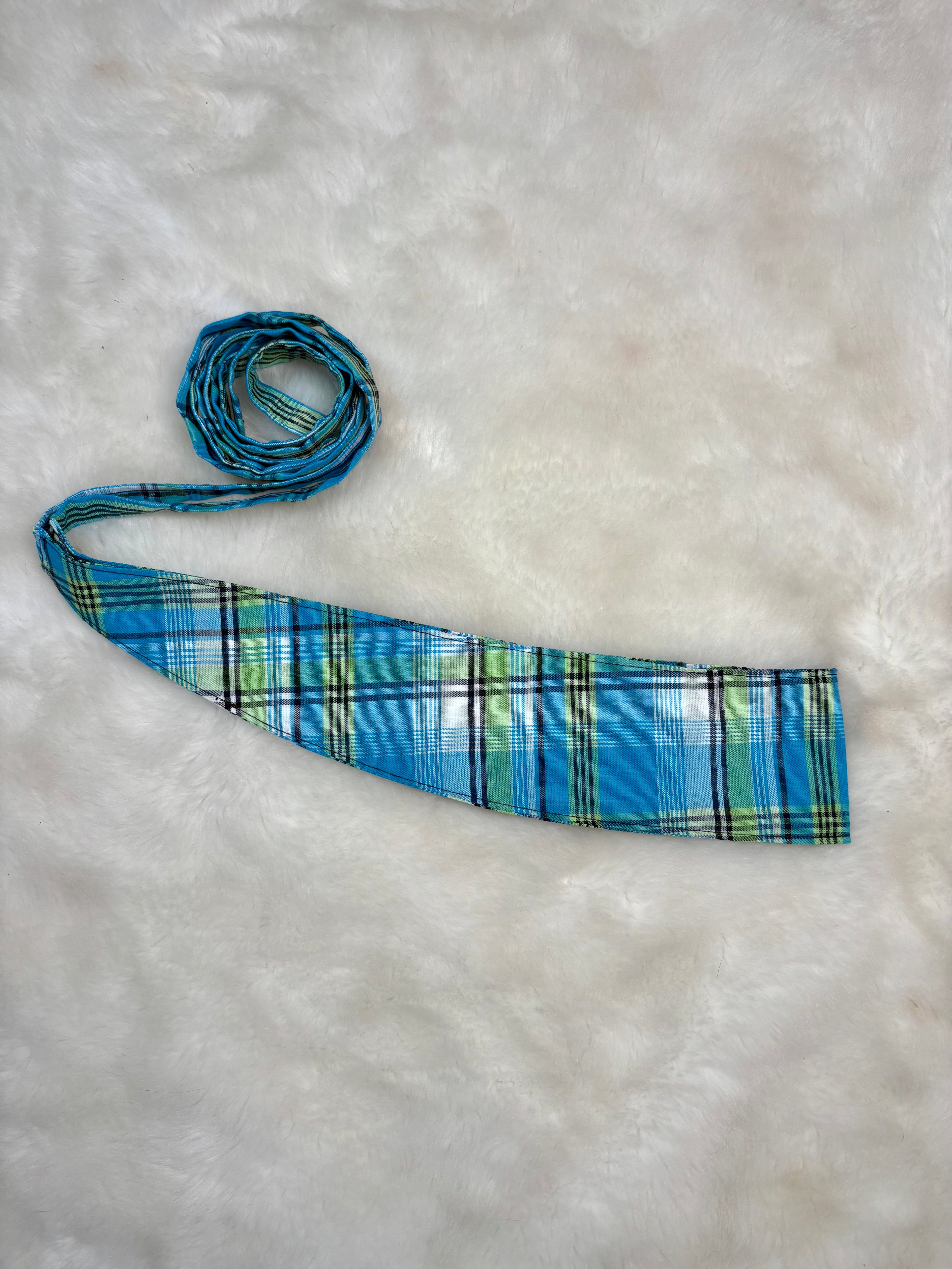 Ceinture incurvée tartan bleu