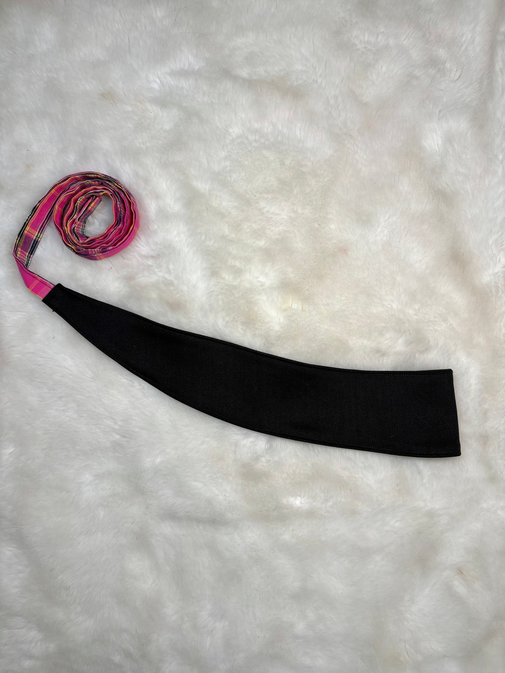 Ceinture incurvée denim tartan rose